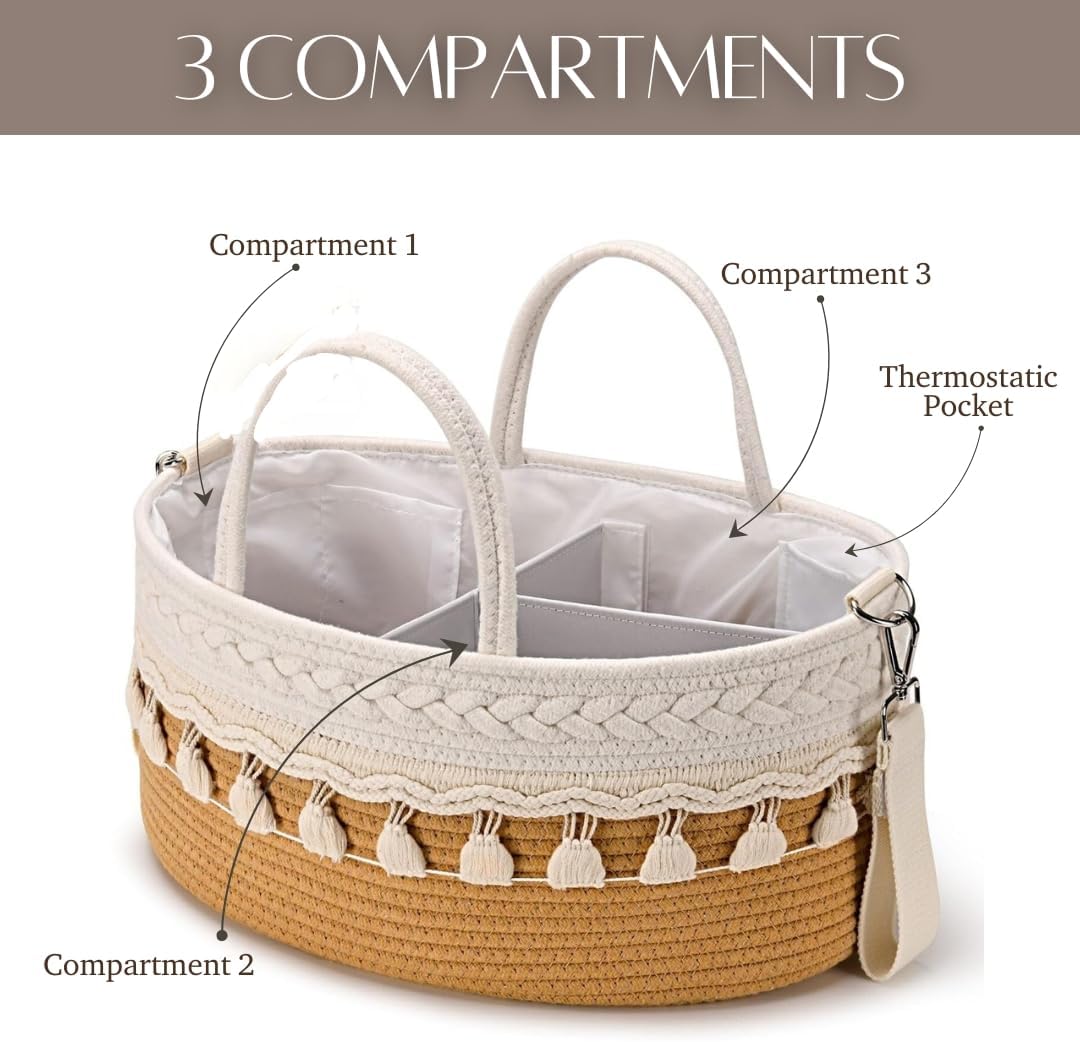 SEBRAM Diaper Caddy Organizer Brown