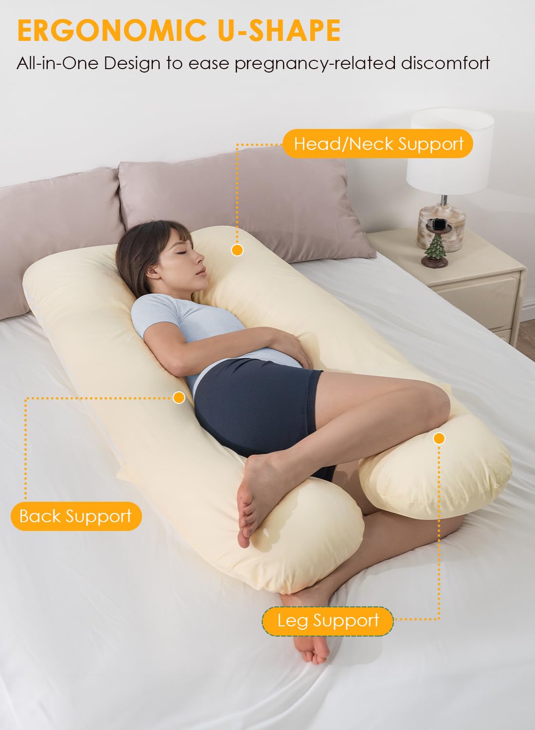 QUEEN ROSE U Shaped Pregnancy Pillow for Comfort and Support