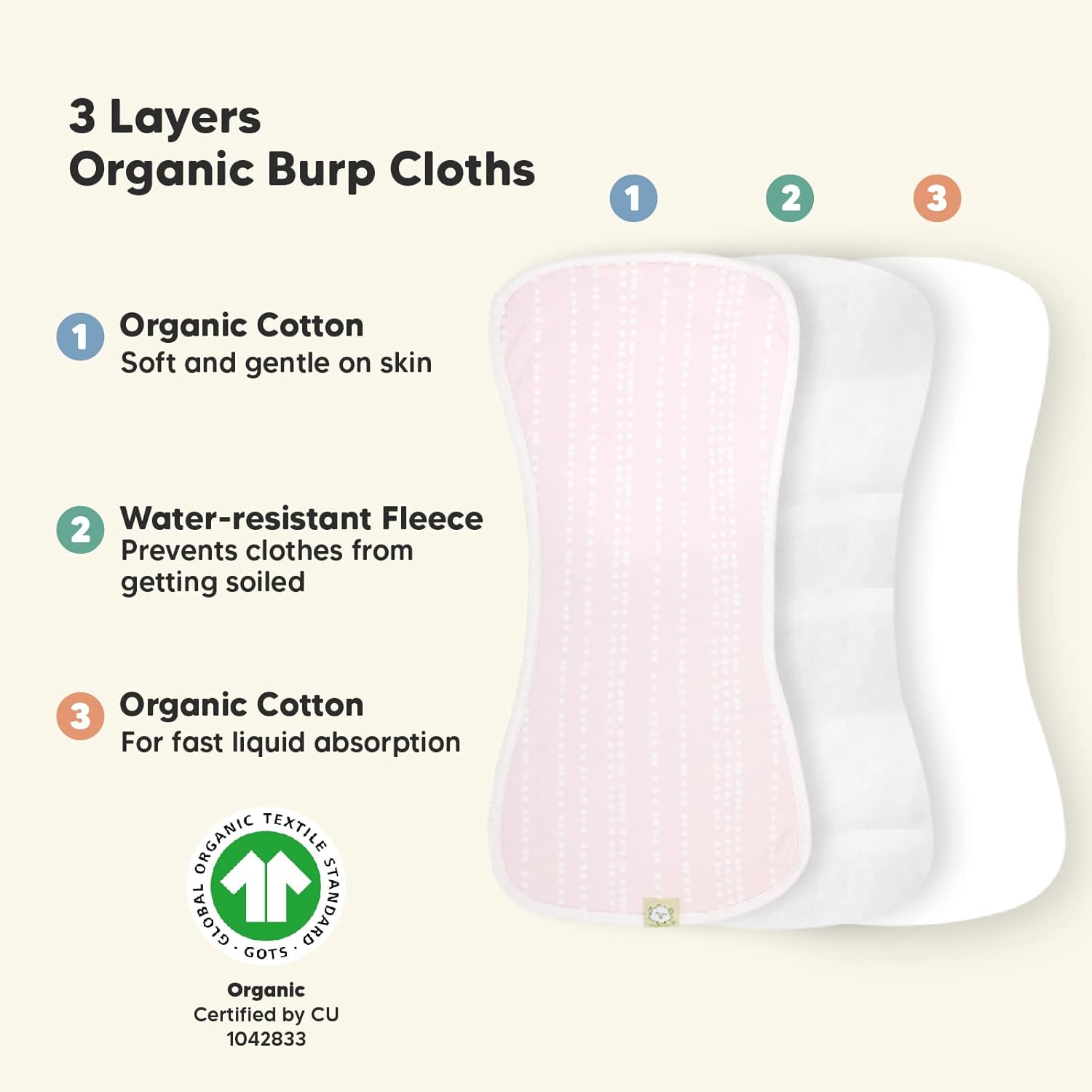 KeaBabies Diaper Caddy Organizer with 5 Burp Cloths