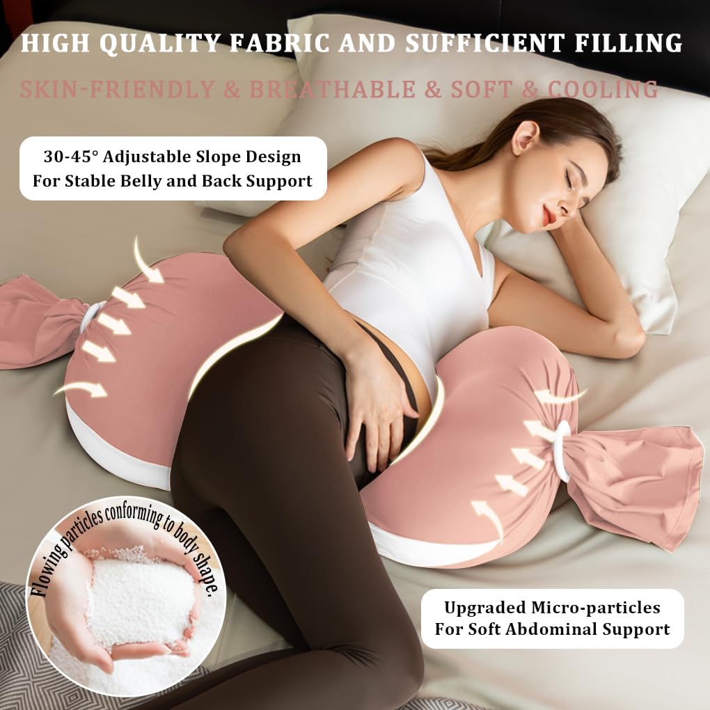 TADO MUSLIN Pregnancy Pillow Pink Adjustable Full Body Maternity Pillow