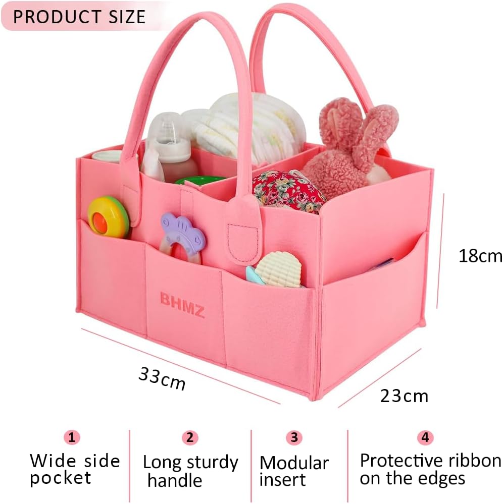 BHMZ Baby Diaper Caddy Organizer - Pink 1