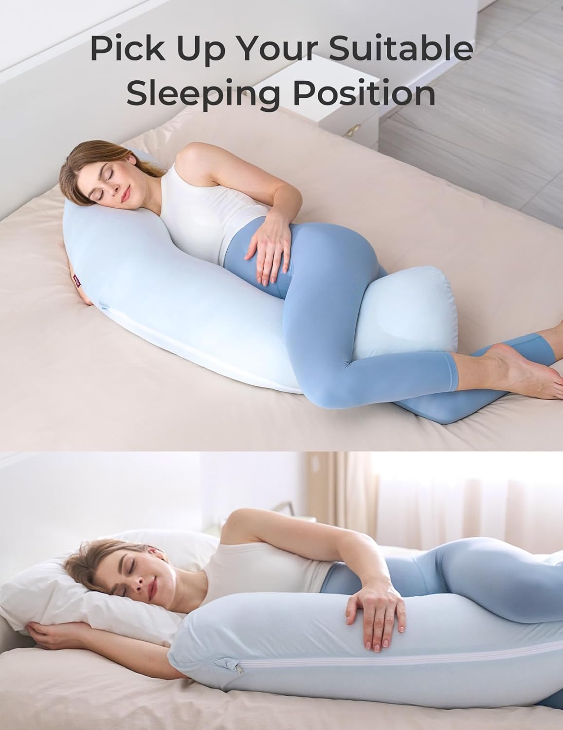 Momcozy Pregnancy Pillow for Side Sleepers Blue