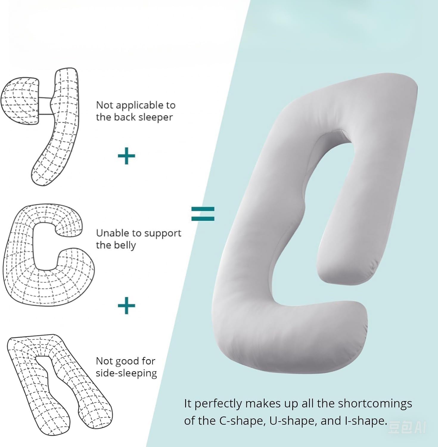 ZZZhen G Shaped Pregnancy Pillow - 56 Inch Support Back Hips Legs