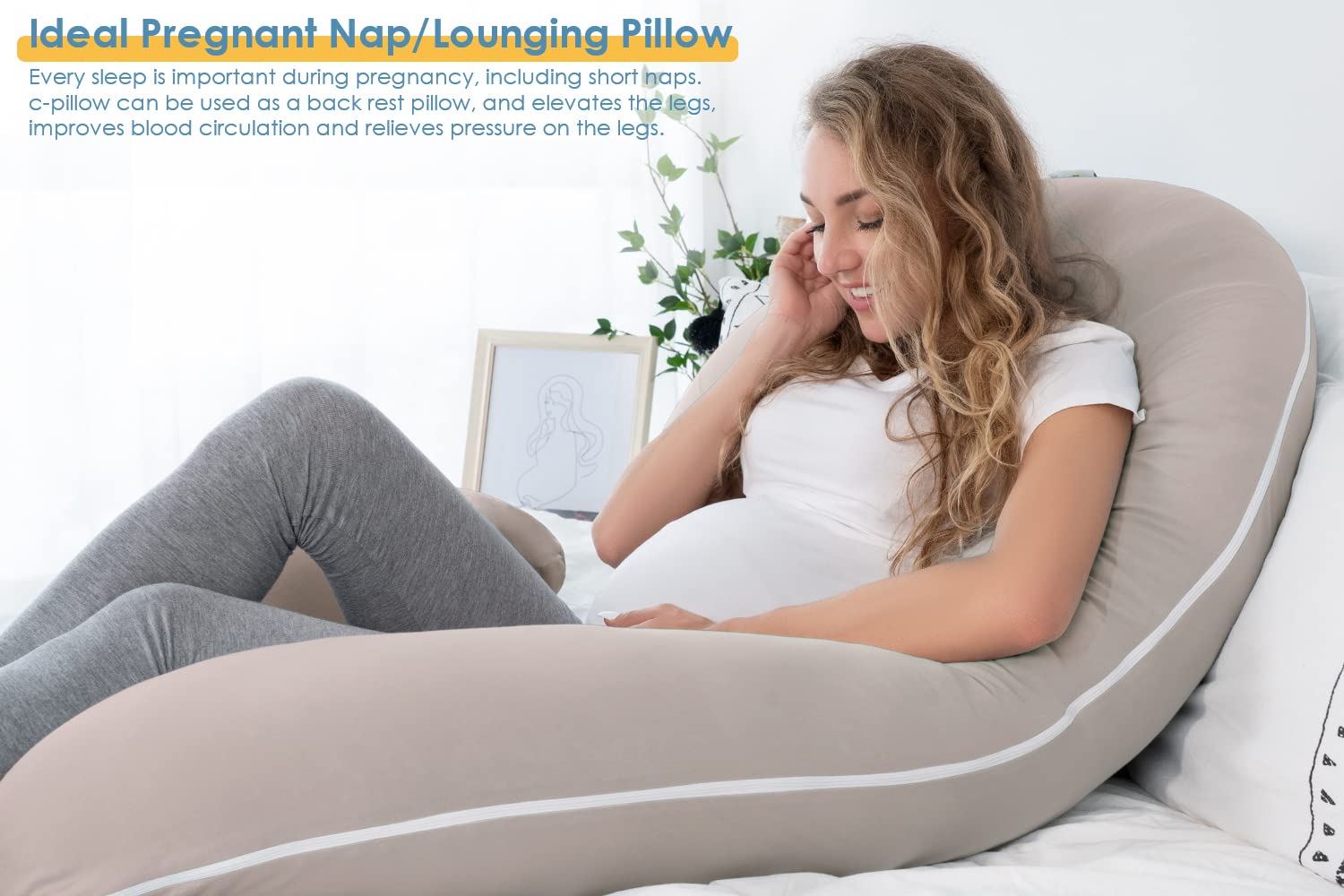 INSEN Pregnancy Pillow Cooling C Shaped for Side Sleeping