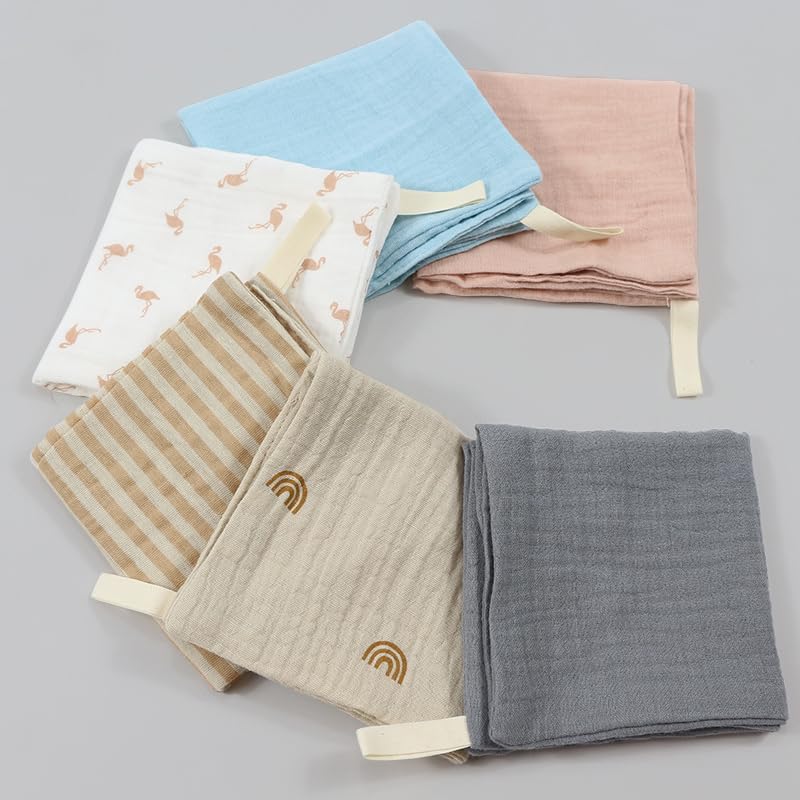 Kjuti Organic Muslin Washcloths 4 Layer 9x9 Inch 6 Pack