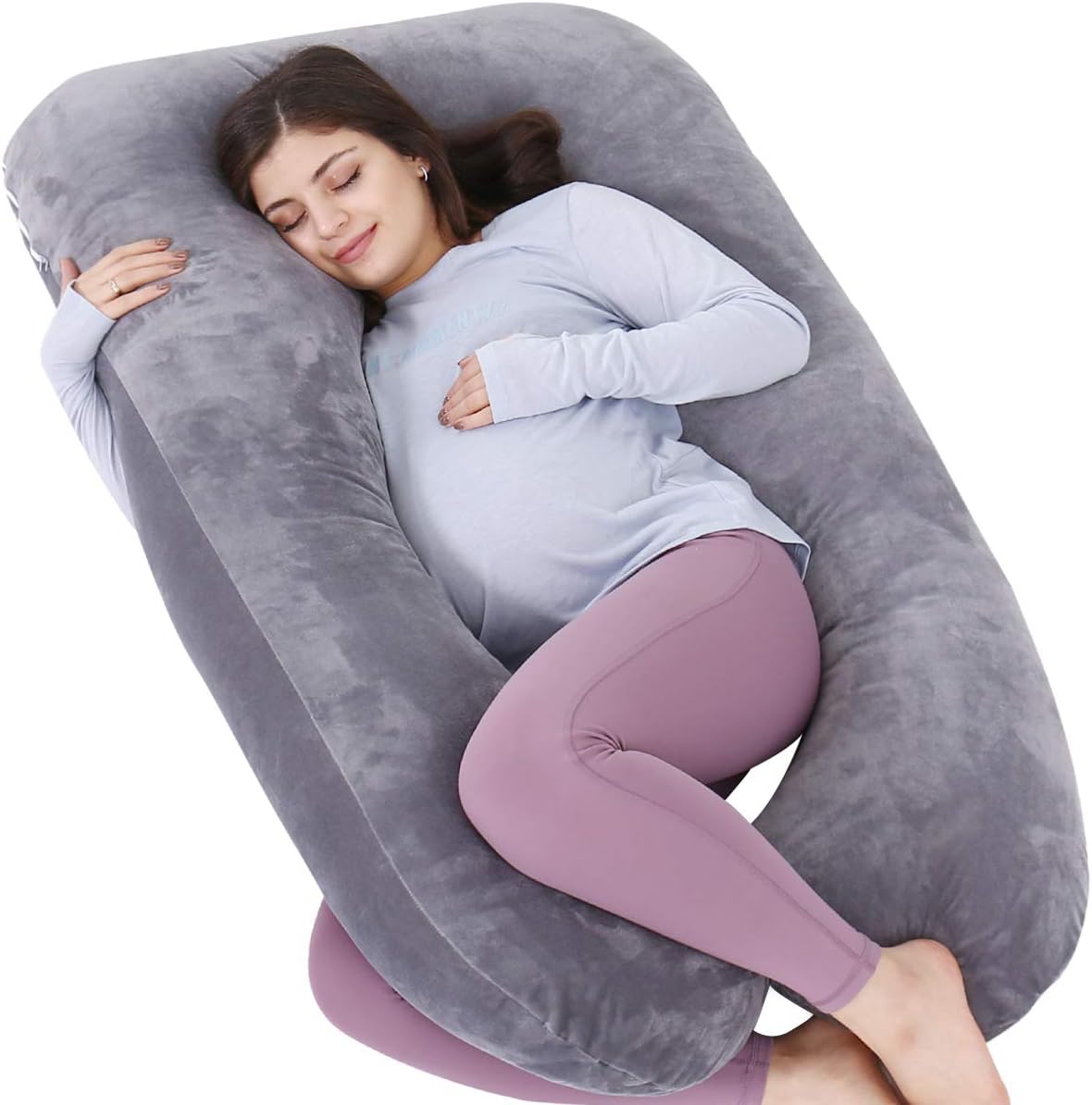 AS AWESLING Pregnancy Pillow with Removable Velvet Cover