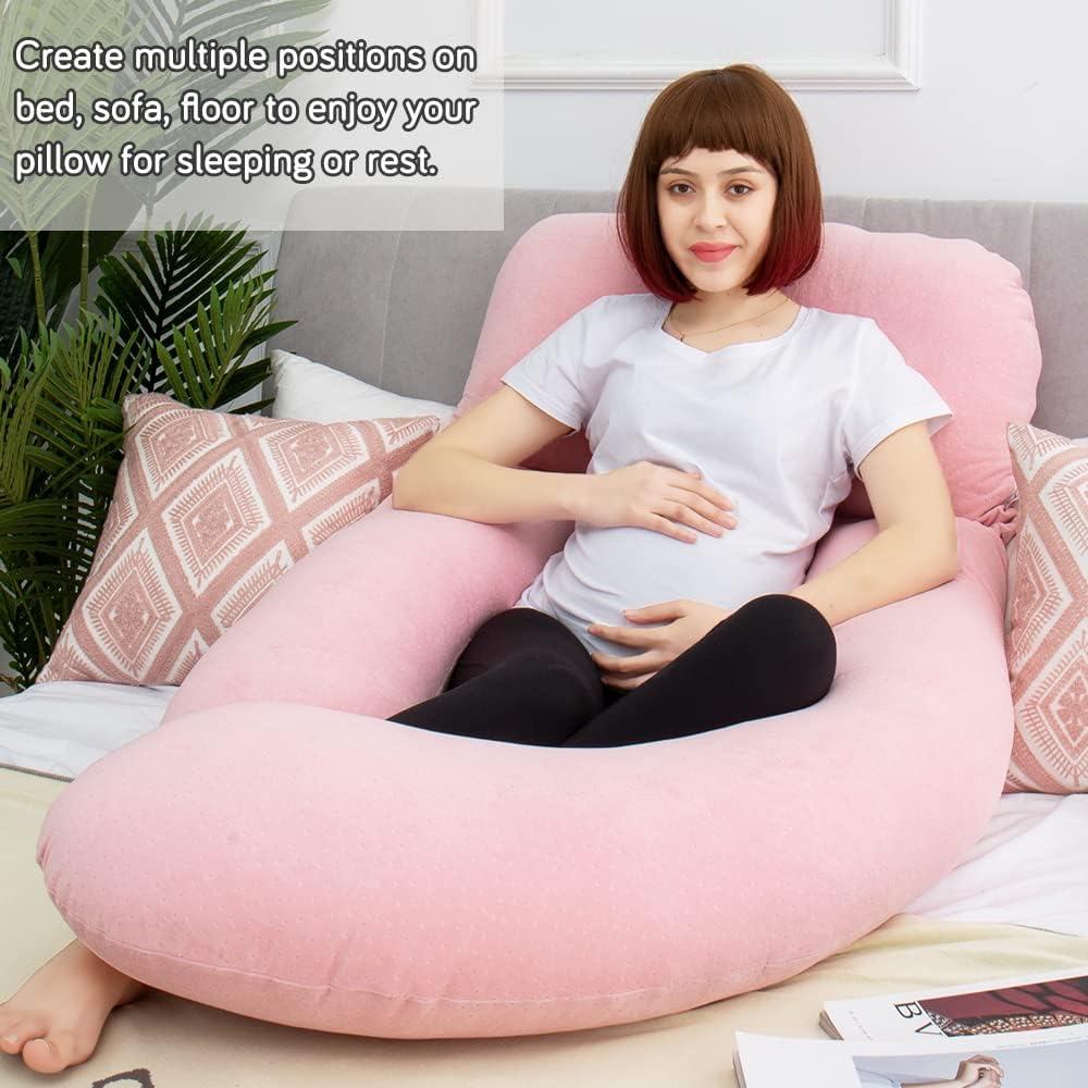 AS AWESLING 60in U-Shape Maternity Pillow with Detachable Sides