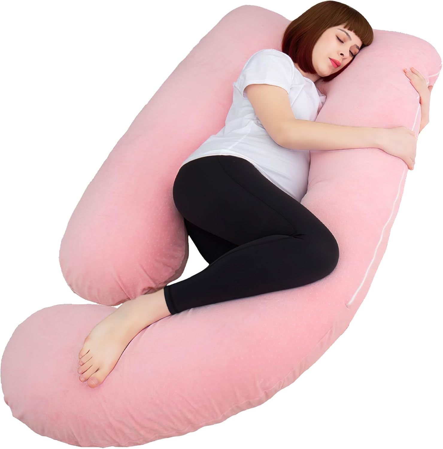 60 Inch U-Shaped Pregnancy Pillow with Velour Cover