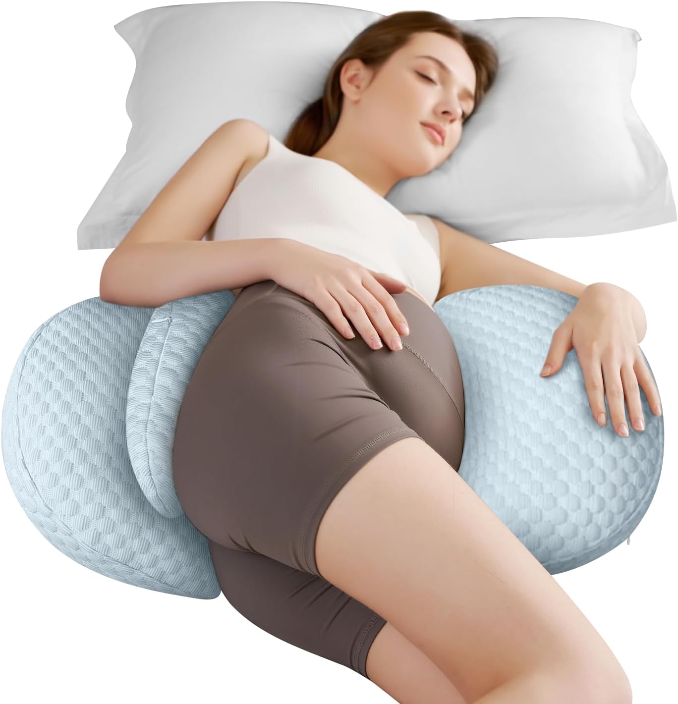 Cooling Pregnancy Pillow with Memory Foam and Adjustable Support