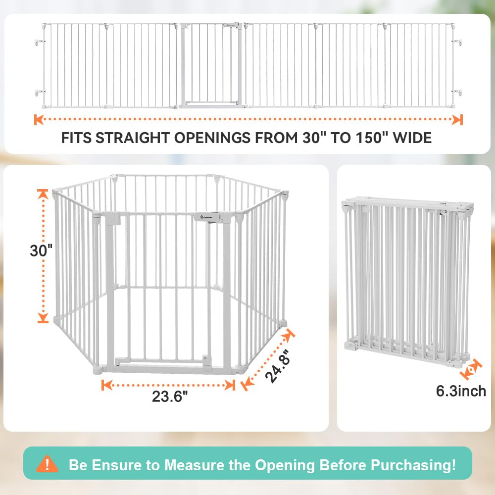 COMOMY 150 Wide Baby Gate with Door and Auto Close