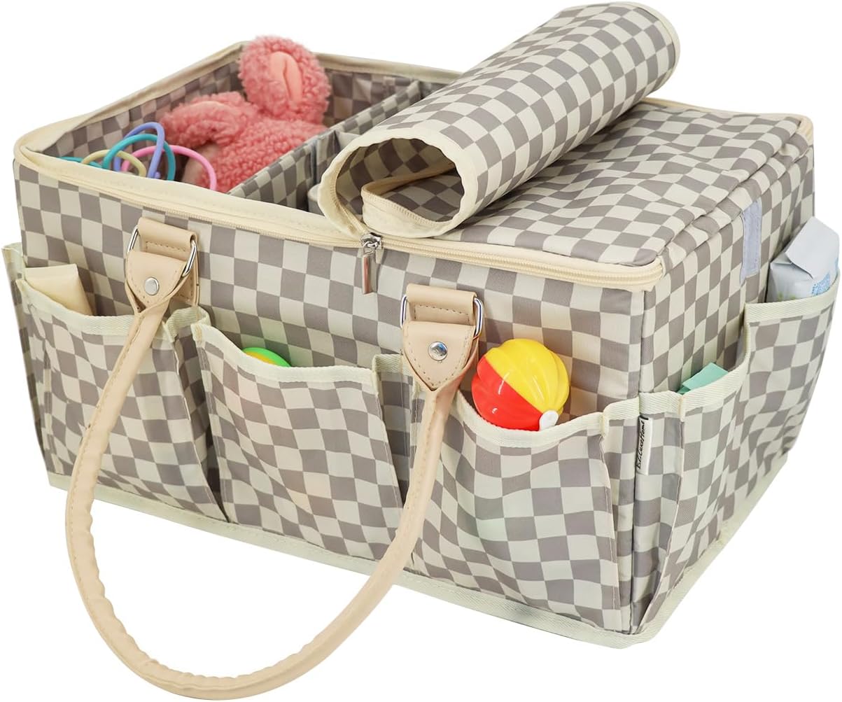 EZLuxeHome Luxury Baby Diaper Caddy Organizer with Lid