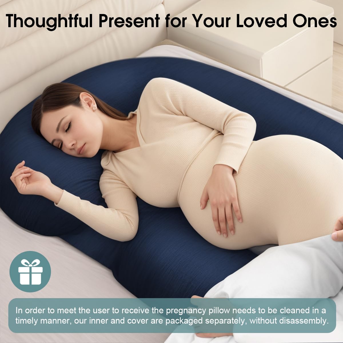 TranquilRelax Pregnancy Pillow with Blue Cover 1