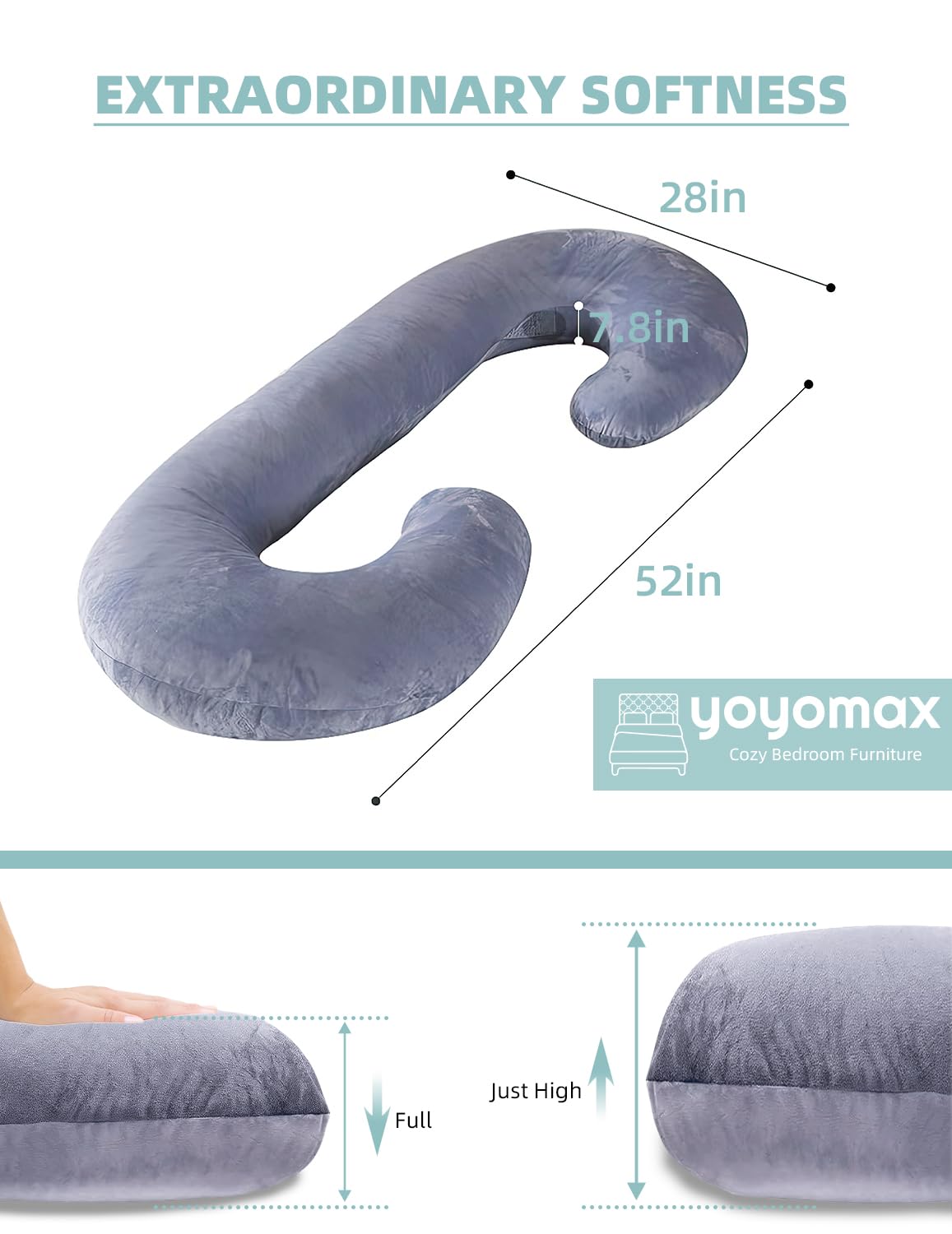 TINKLE WELL C-Shaped Pregnancy Pillow with Removable Cover 1