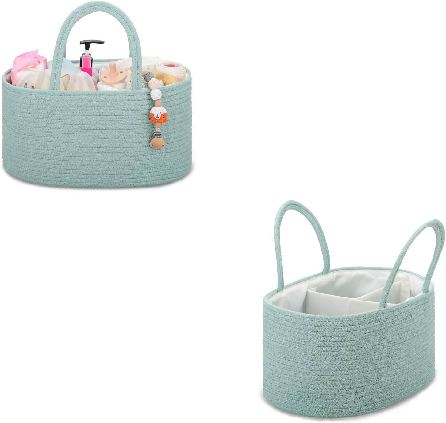 COMSE 2 Pack Baby Diaper Caddy Organizer Light Green