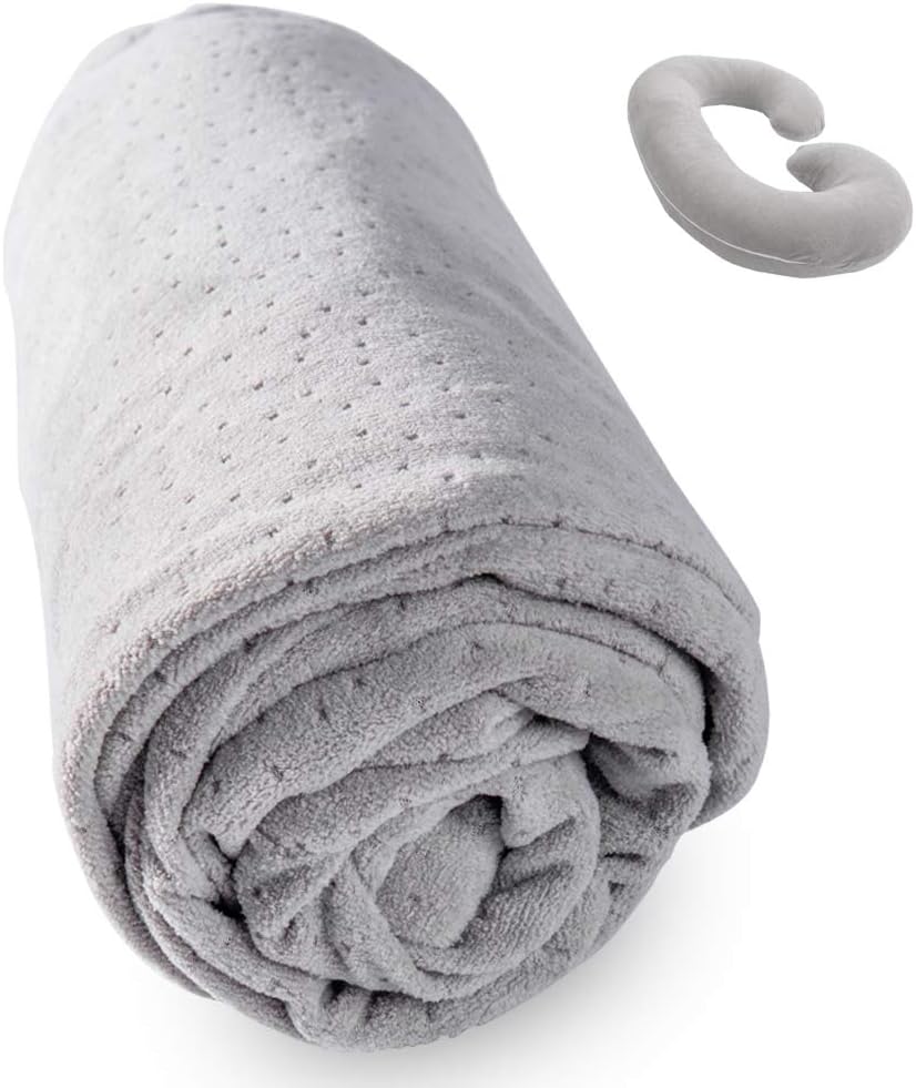 C Shaped Pregnancy Pillowcase - Breathable Velour Cover with Zipper Grey