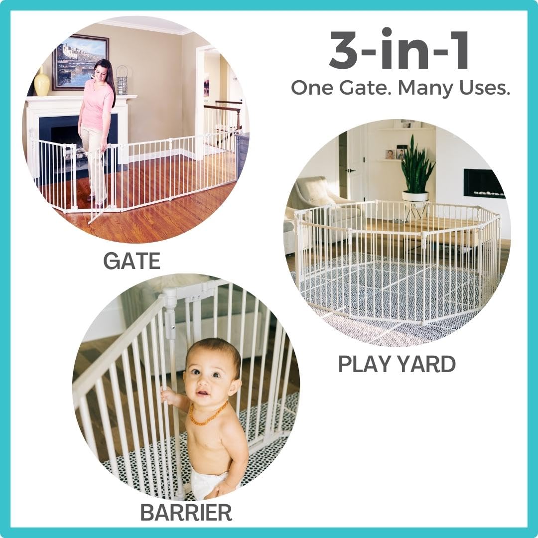 Toddleroo 3 in 1 Metal Superyard 199 Wide with Wall Mount Kit 1