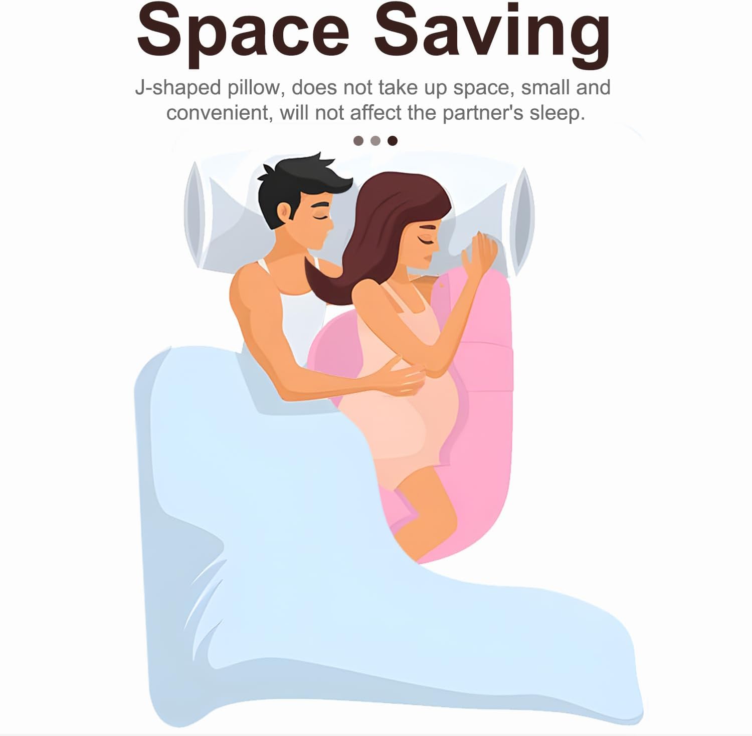 57 Inch J-Shaped Maternity Pillow with Removable Cover 1