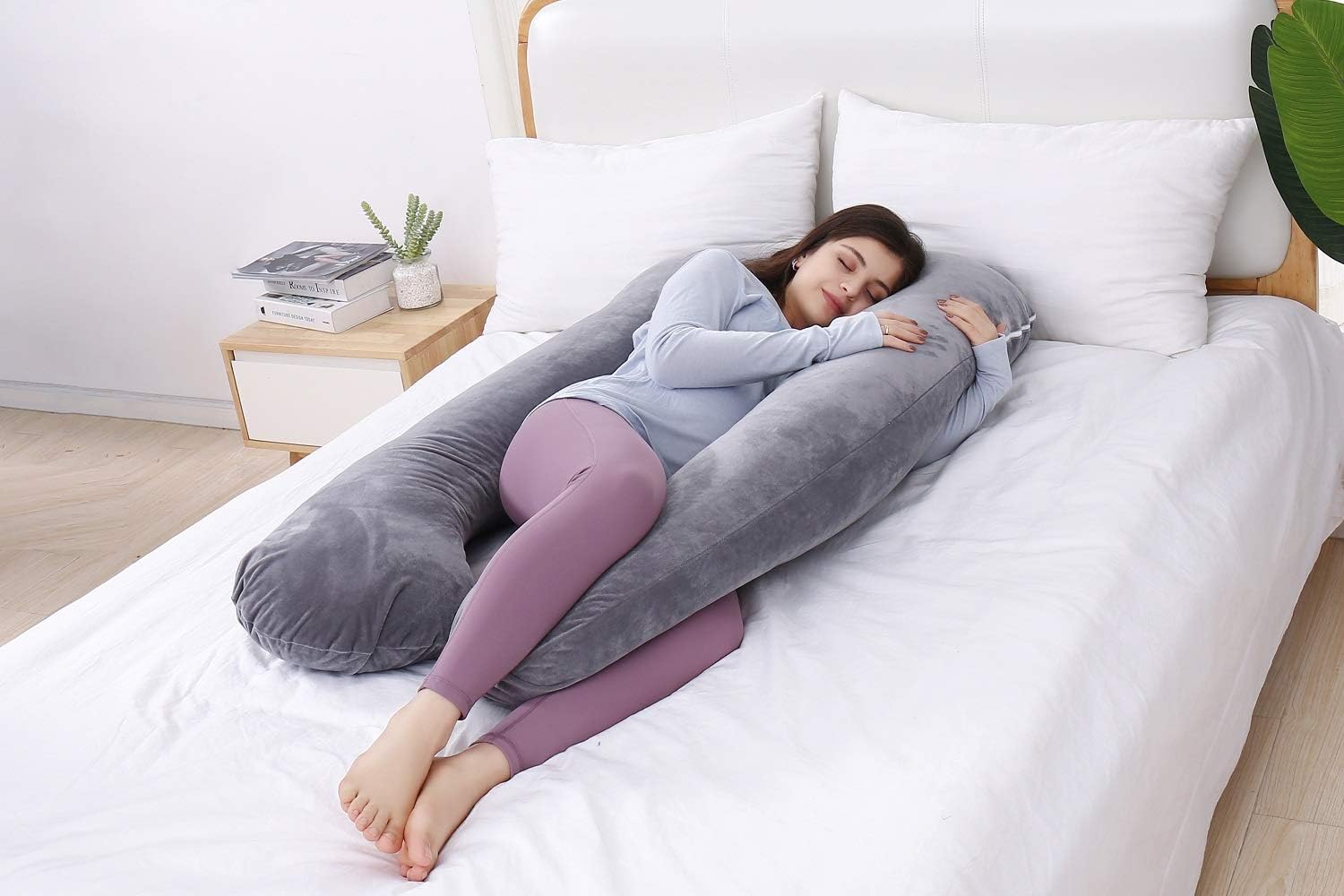 AS AWESLING Pregnancy Pillow with Removable Velvet Cover