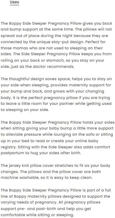 Boppy Side Sleeper Pregnancy Pillow with Removable Cover
