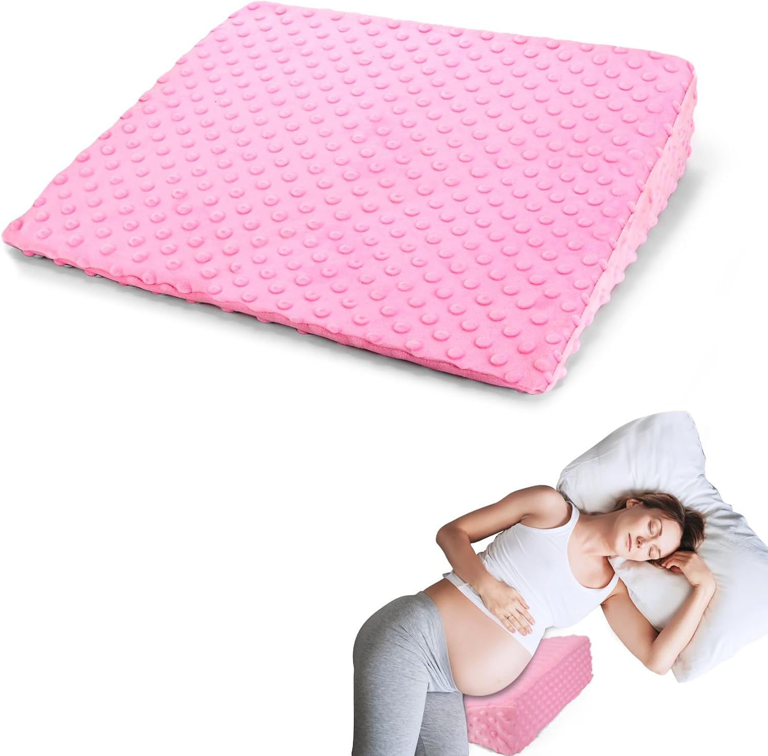 BiKontrun Pregnancy Wedge Pillow with Pink Cover