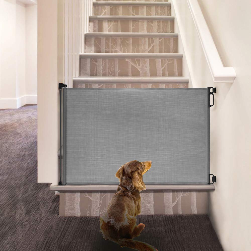 EasyBaby Extra Wide Retractable Baby Gate 33 Tall 71 Wide Grey