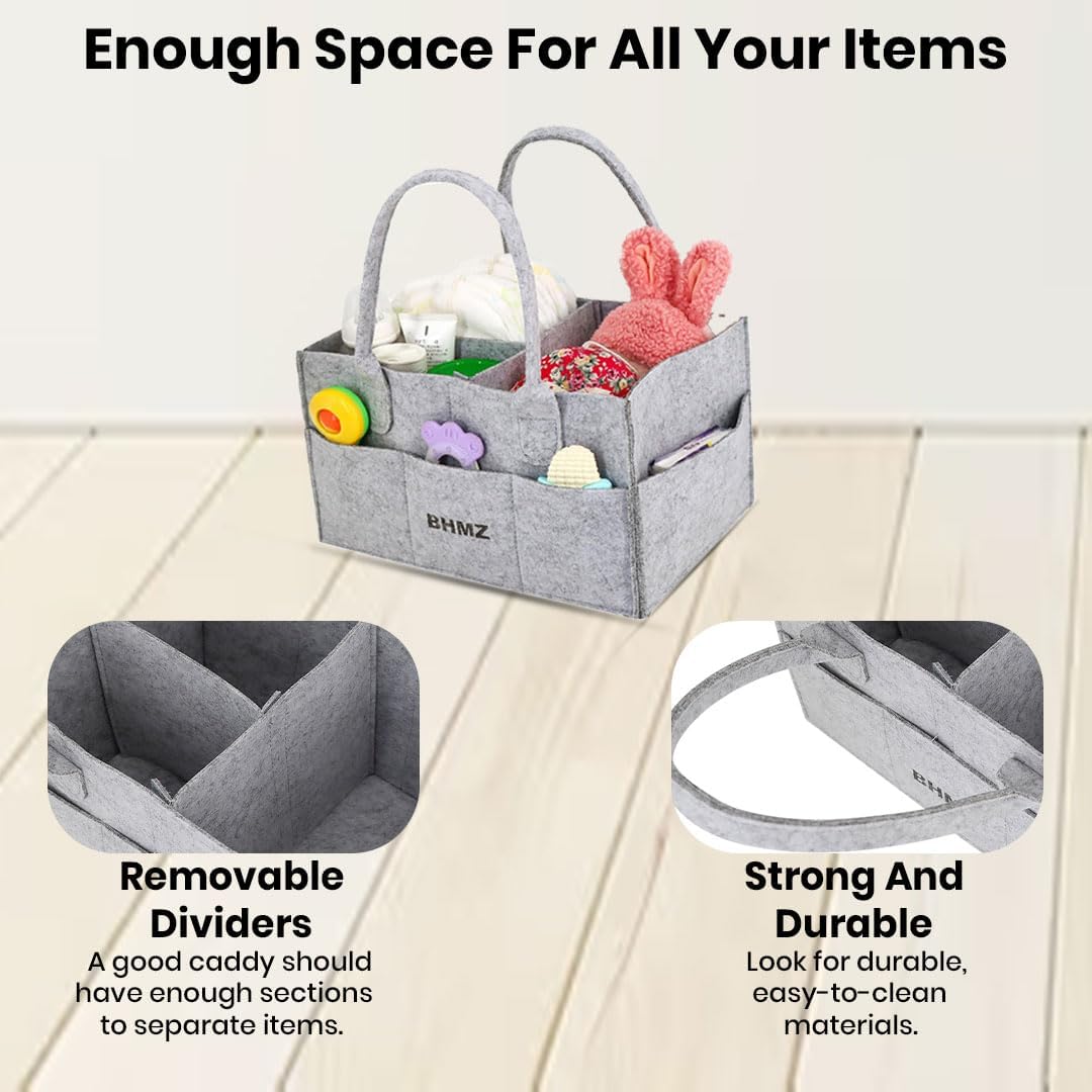 BHMZ Baby Diaper Caddy Organizer - Grey