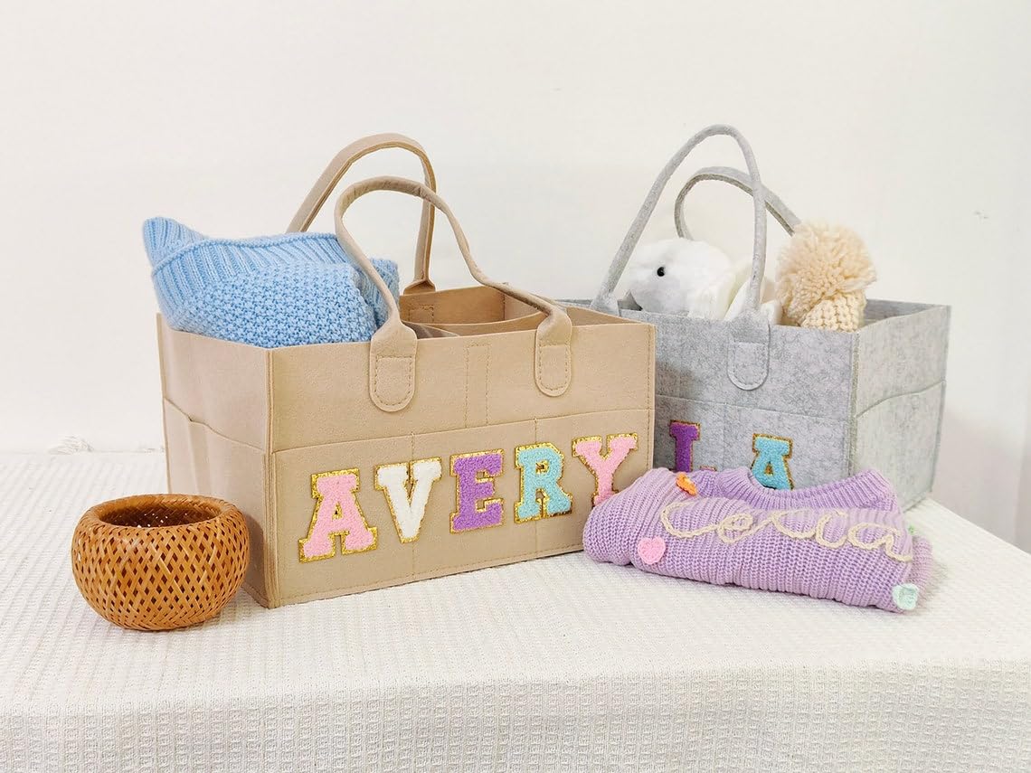 Personalized Baby Diaper Caddy with Name Letters