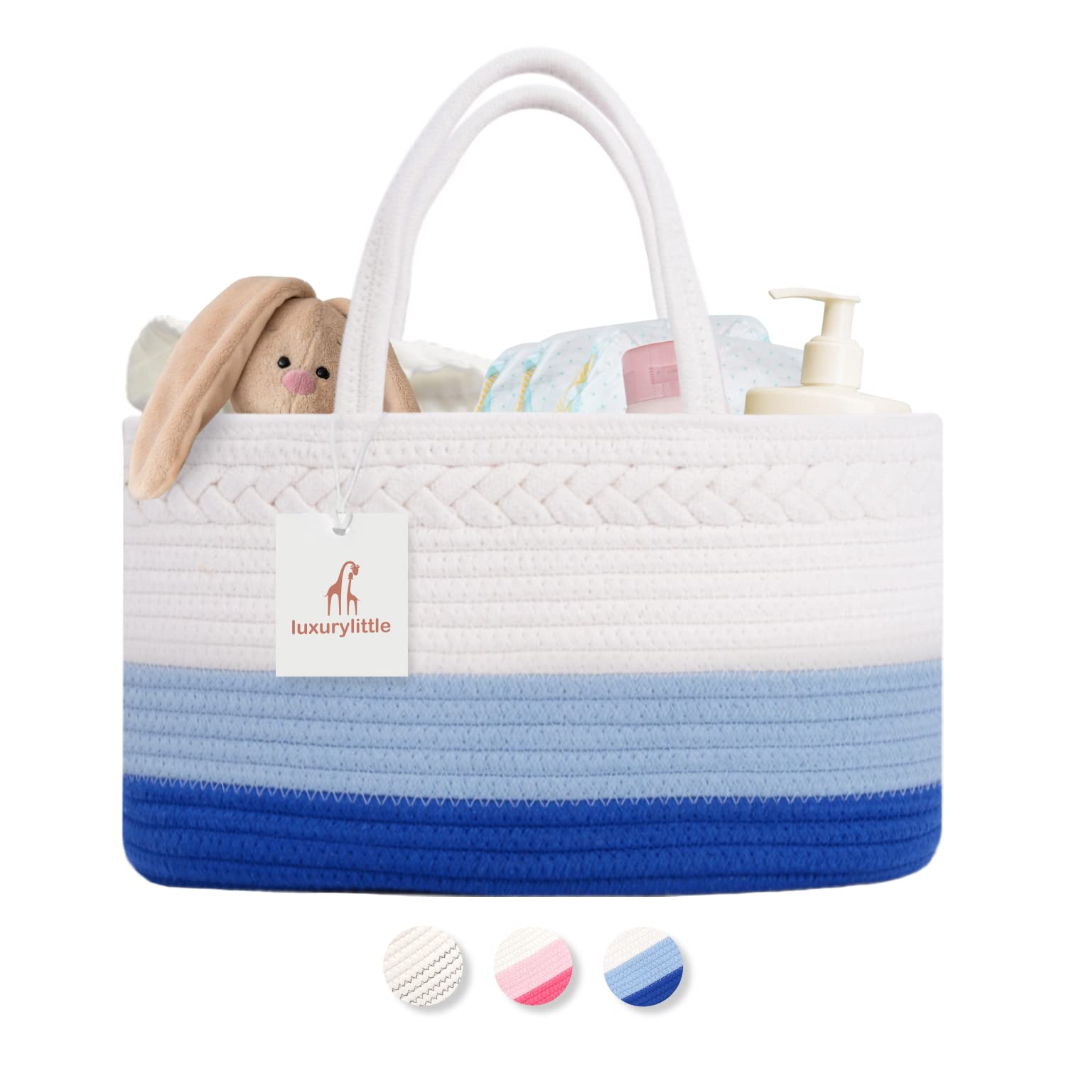 Luxury Little Baby Diaper Caddy Organizer - Blue 1