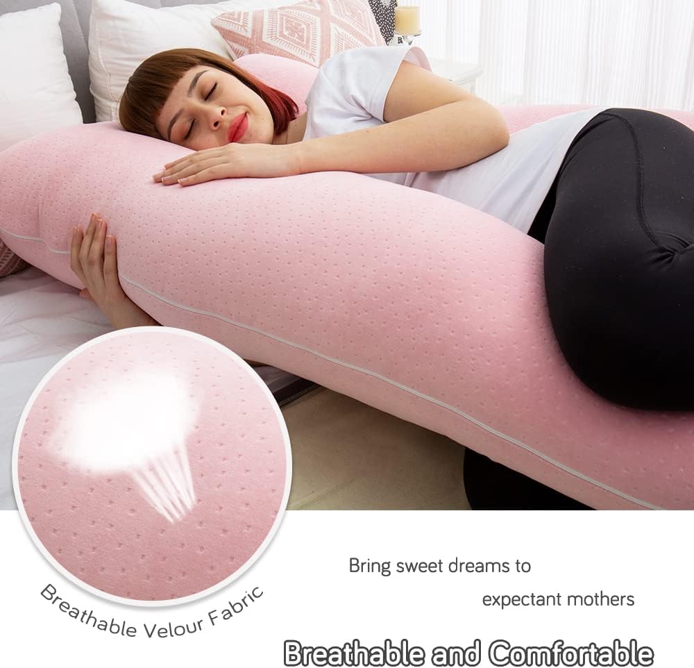 60 Inch U-Shaped Pregnancy Pillow with Velour Cover