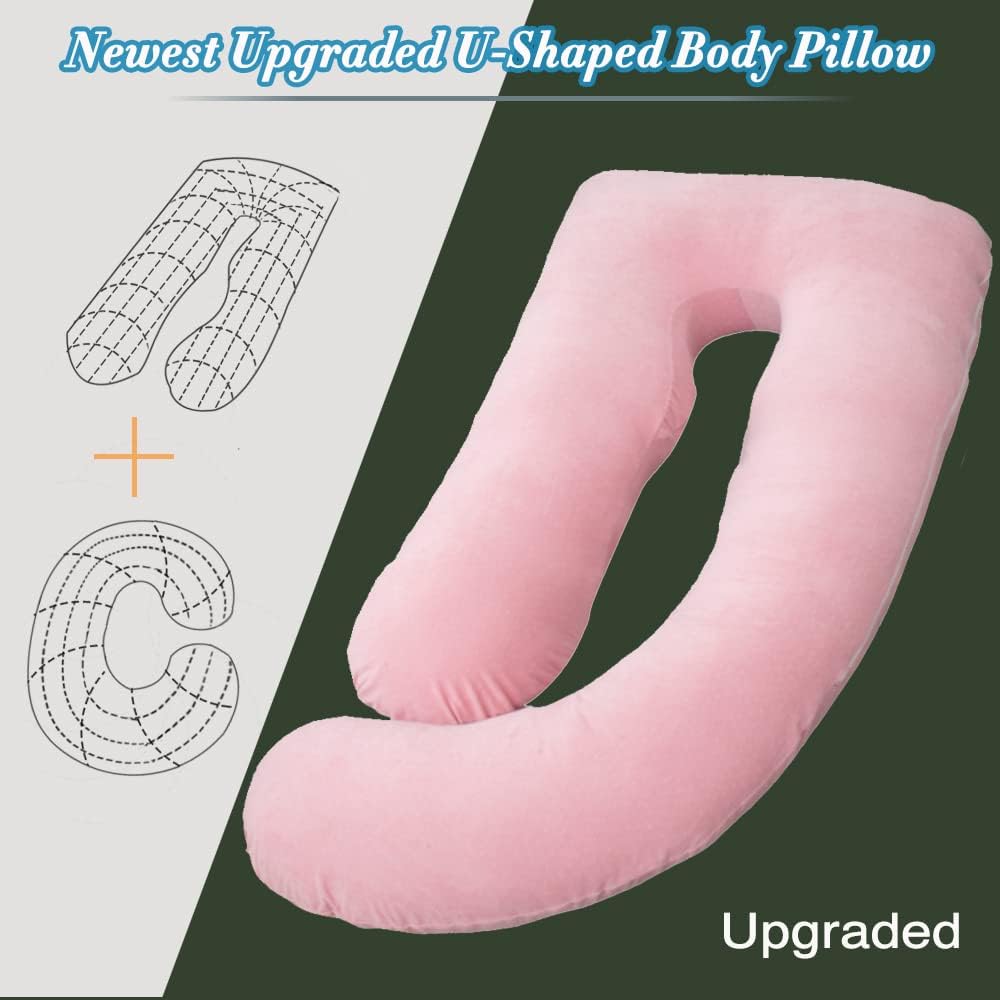 60 Inch U-Shaped Pregnancy Pillow with Velour Cover