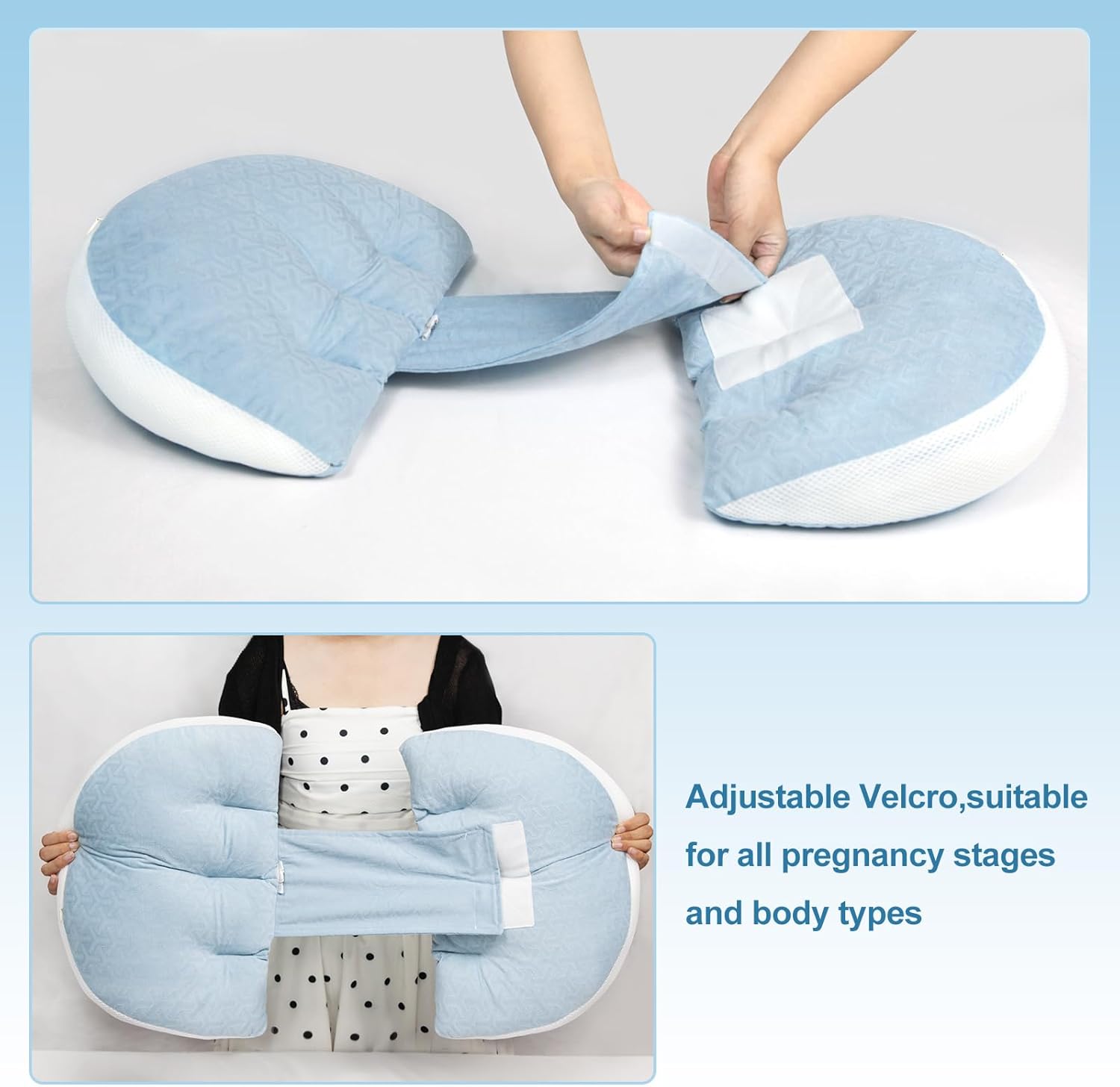 Mooppom Pregnancy Pillow with Adjustable Strap and 30-Degree Slope Design