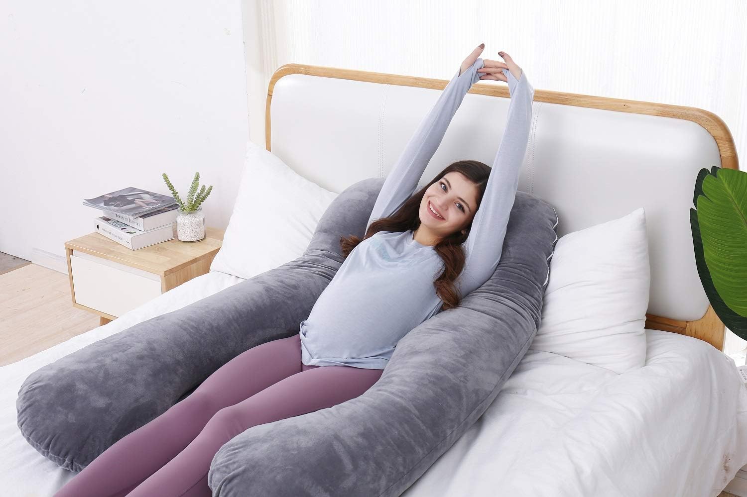 AS AWESLING Pregnancy Pillow with Removable Velvet Cover