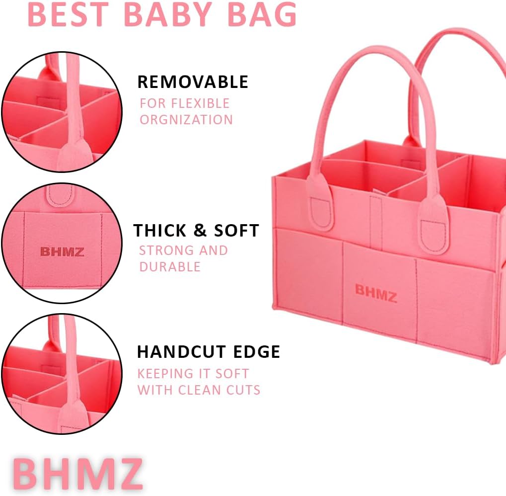 BHMZ Baby Diaper Caddy Organizer - Pink 1