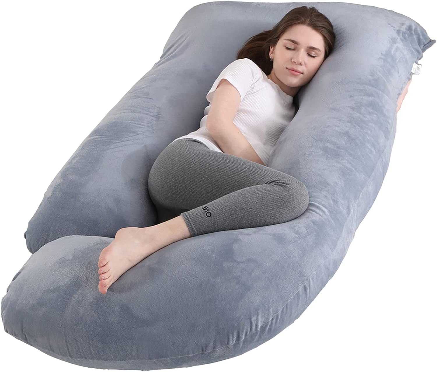 Jcickt C-Shaped Pregnancy Pillow with Velvet Cover