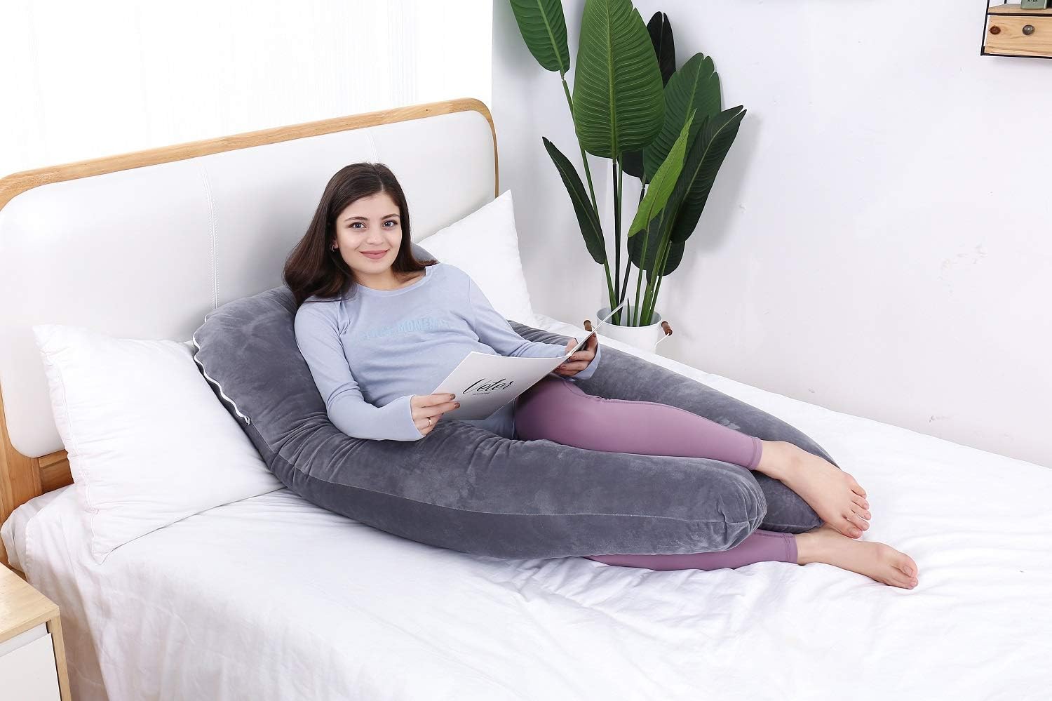 AS AWESLING Pregnancy Pillow with Removable Velvet Cover