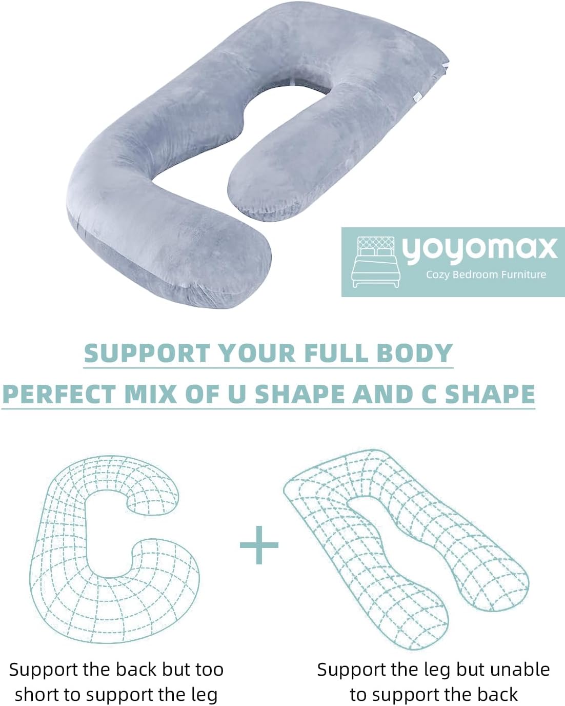 Yoyomax U Shaped Pregnancy Pillow with Removable Cover