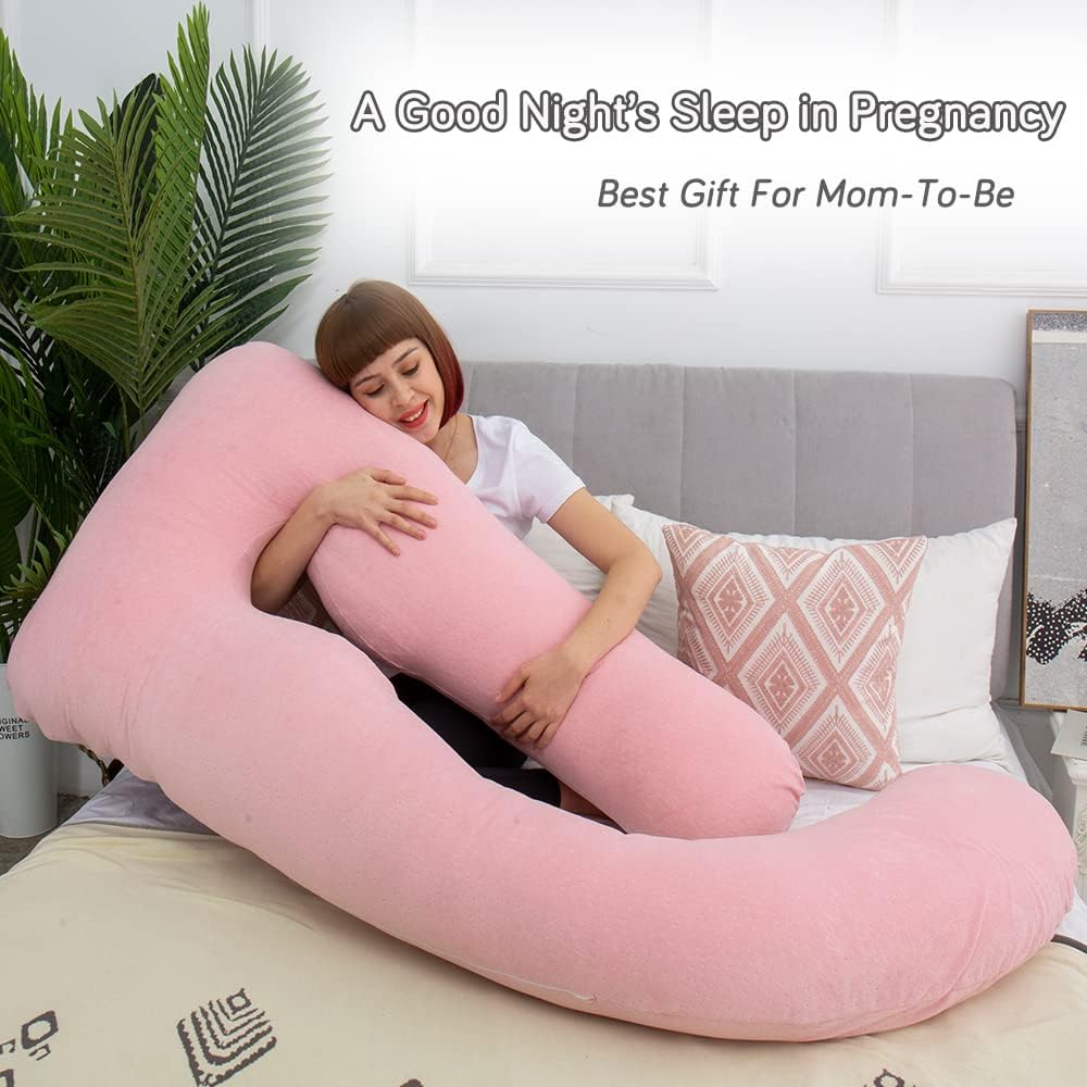 60 Inch U-Shaped Pregnancy Pillow with Velour Cover