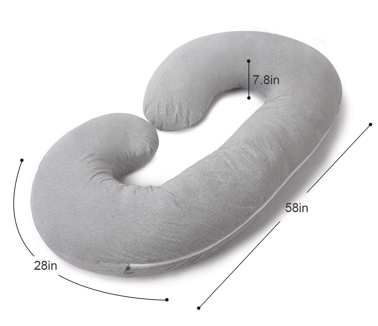 INSEN Pregnancy Pillow with Grey Jersey Cover