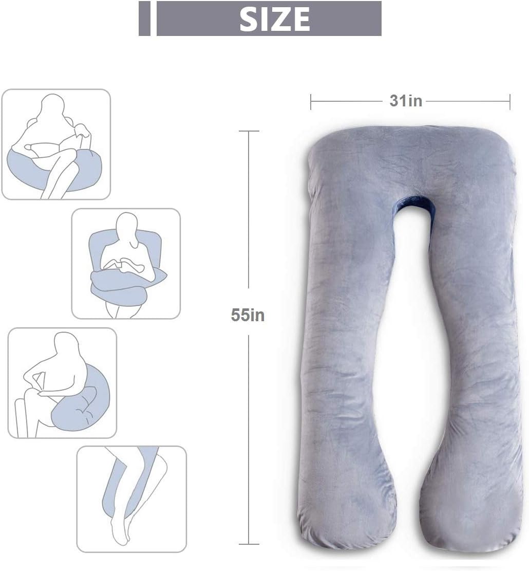AS AWESLING Pregnancy Pillow with Removable Velvet Cover