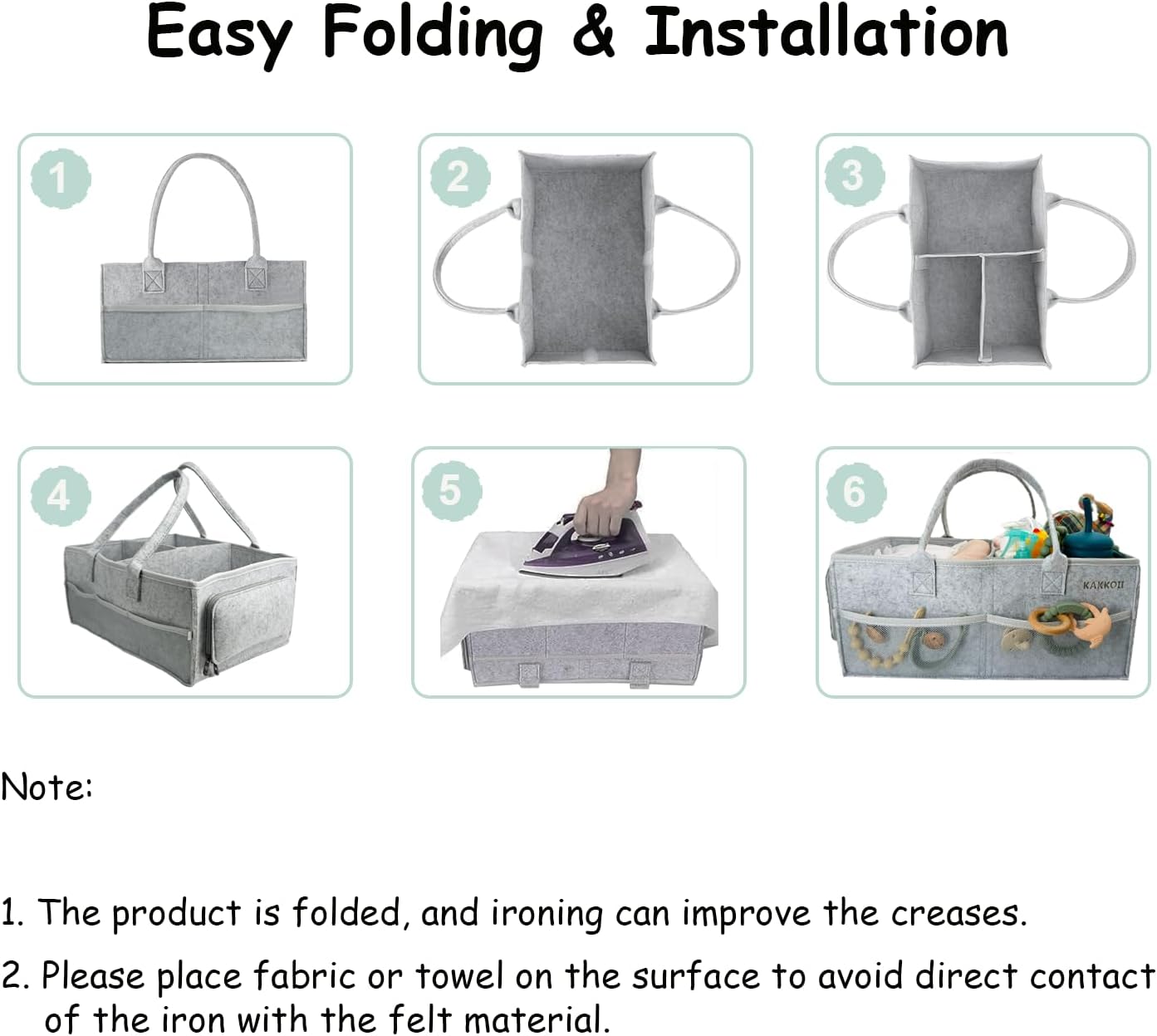 KAKKOII Baby Diaper Caddy with Handle and Pockets