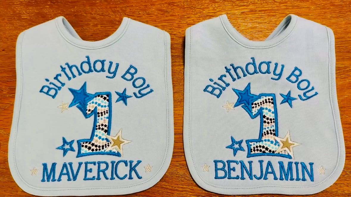 Fantasy Kids Designs 1st Birthday Boy Bib with Custom Name