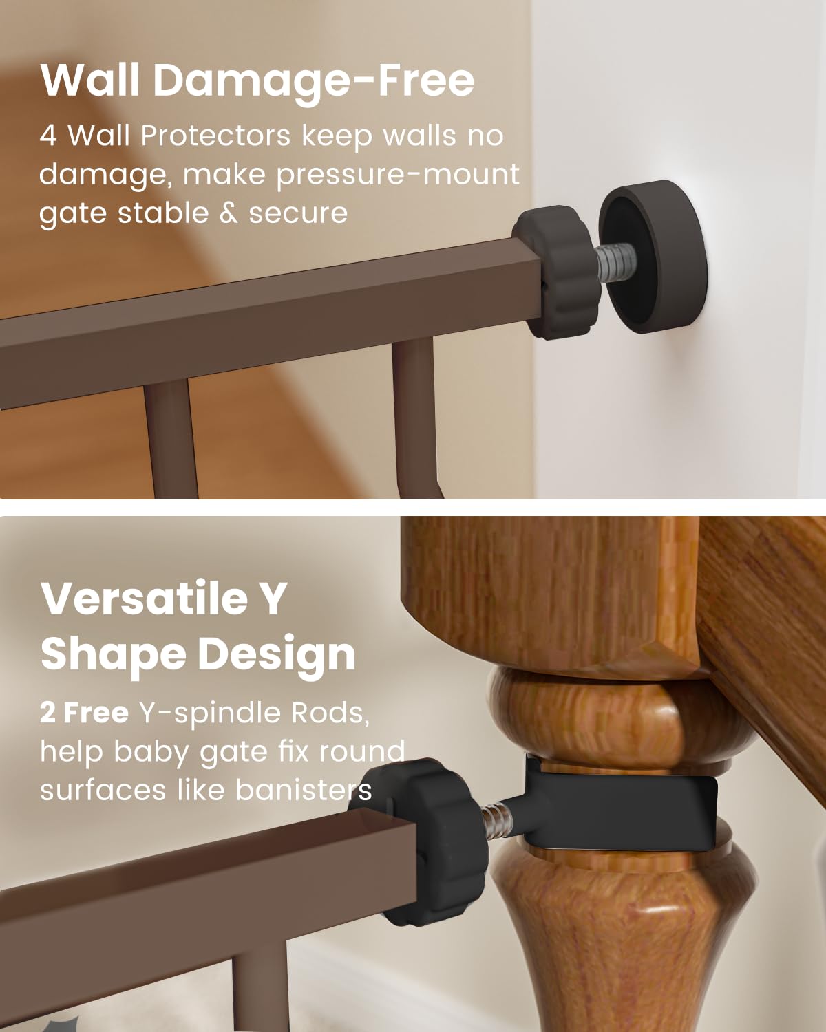 GROWNSY Baby Gate with Anti-Trip Pedal and V-Shaped Rods