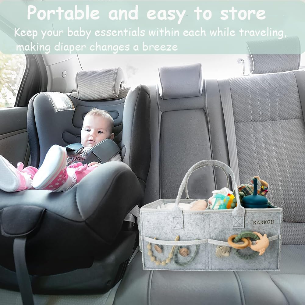 KAKKOII Baby Diaper Caddy with Handle and Pockets