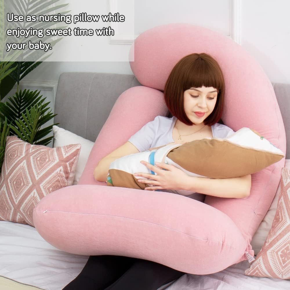 AS AWESLING 60in U-Shape Maternity Pillow with Detachable Sides