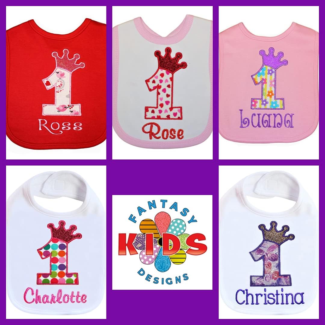 First Birthday Girl Bib with Custom Name Personalized