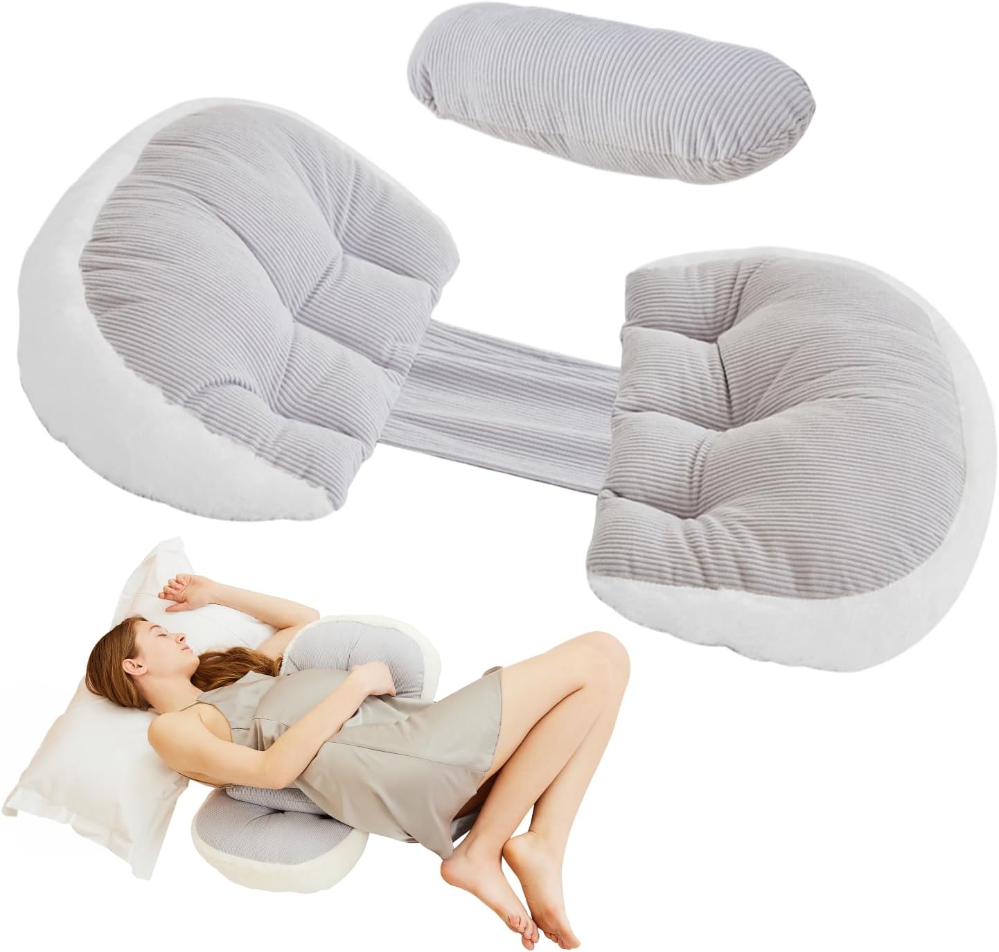 Trankerloop Maternity Pillow Grey with Faux Fur