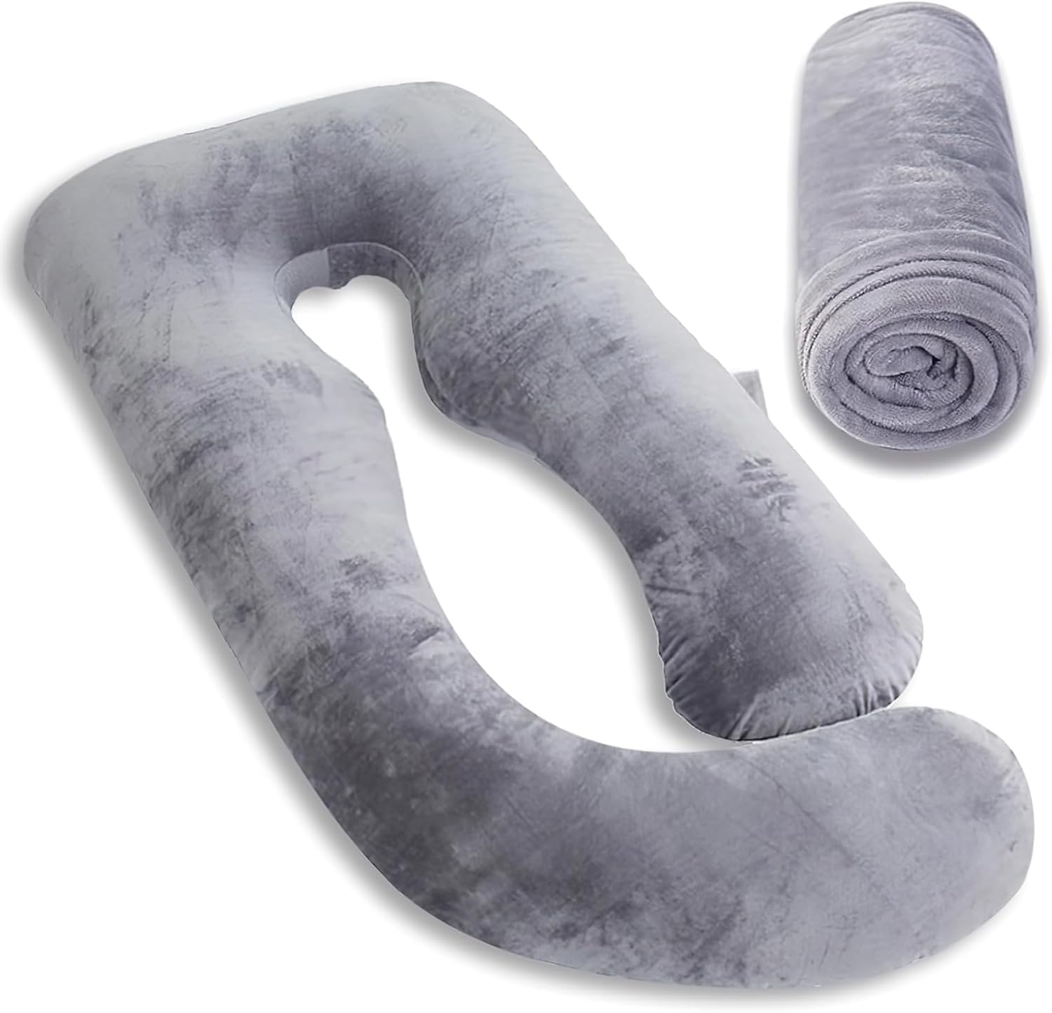 MOON PINE Pregnancy Pillow Cover U Shaped Breathable Velour Fits 55x31 Maternity Pillow