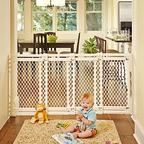 MYPET Extra Wide Door Pet Gate - 31 Tall Hardware Mount Ivory