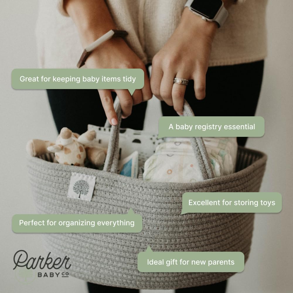 Parker Baby Rope Diaper Caddy - Gray 1