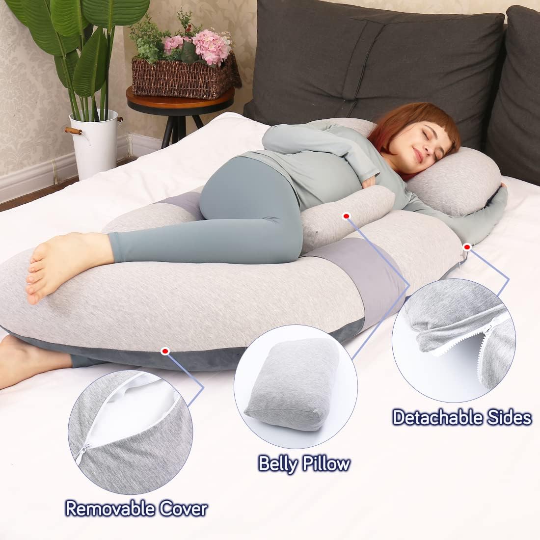 MOON PINE 60 Inch Pregnancy Pillow with Detachable Cover